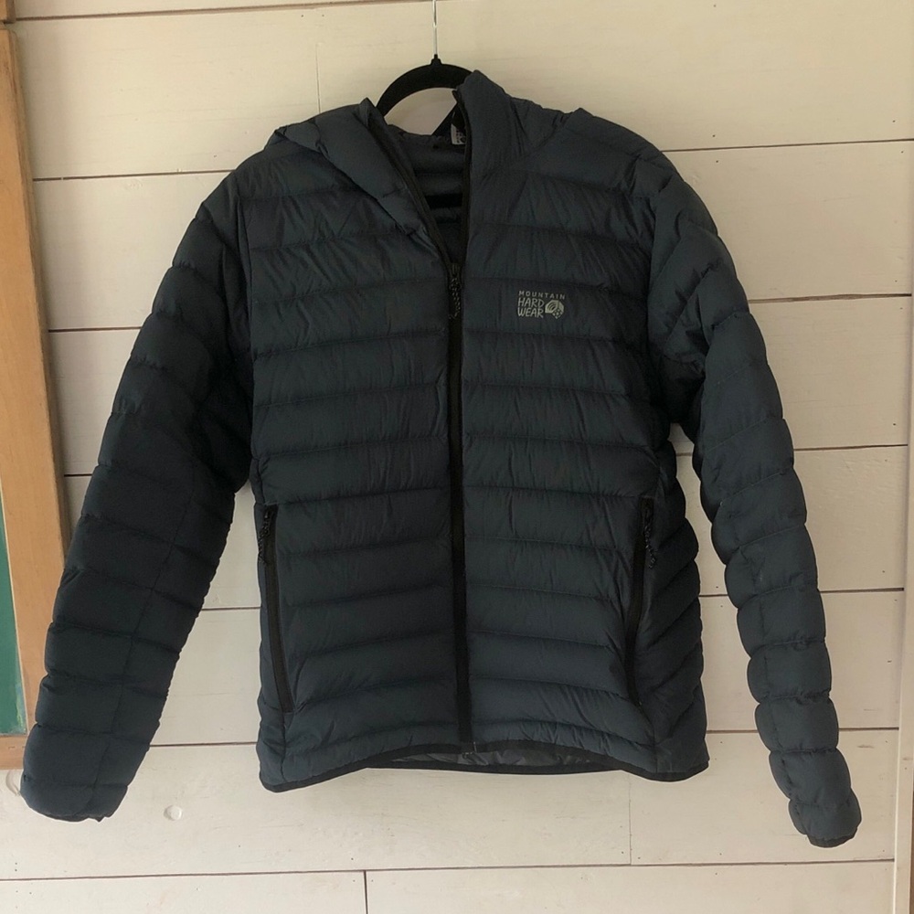 Mountain Hardwear Men's Hooded Down Puffer Jacket - Dark Blue